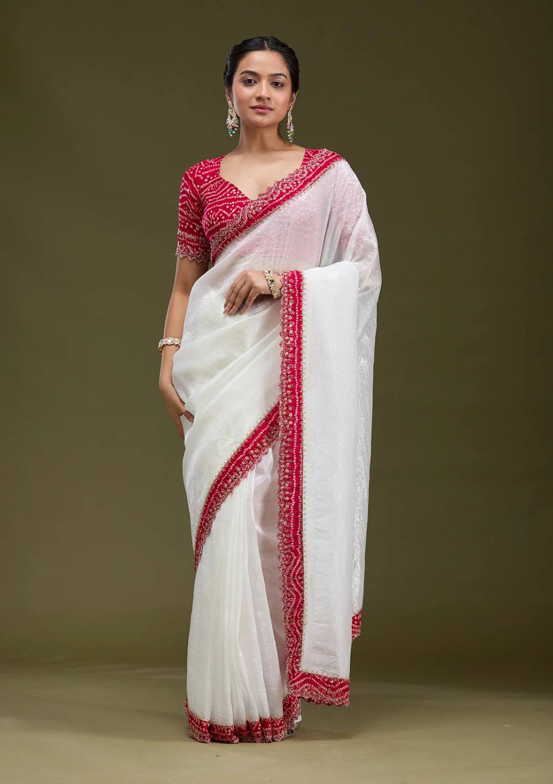 Navratri Saree with Beads & Stone Handwork – Stylish & Comfortable Khatuvastra saree
