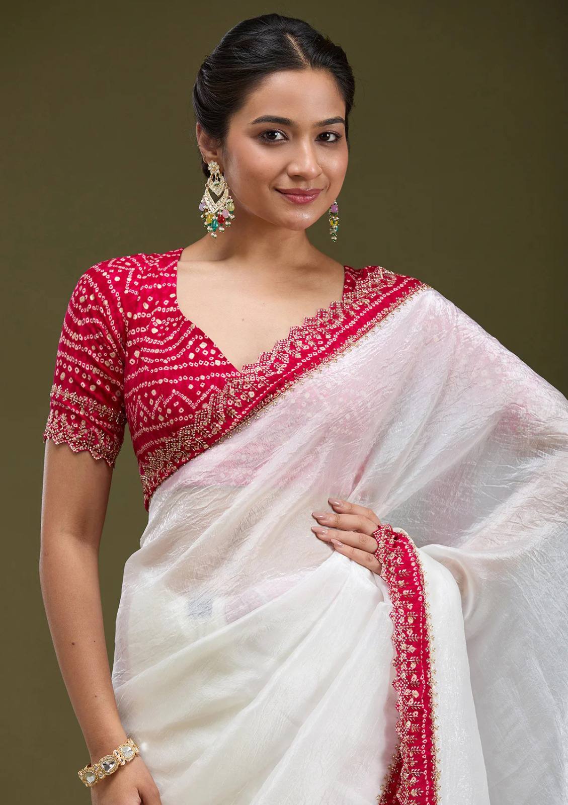 Navratri Saree with Beads & Stone Handwork – Stylish & Comfortable Khatuvastra saree