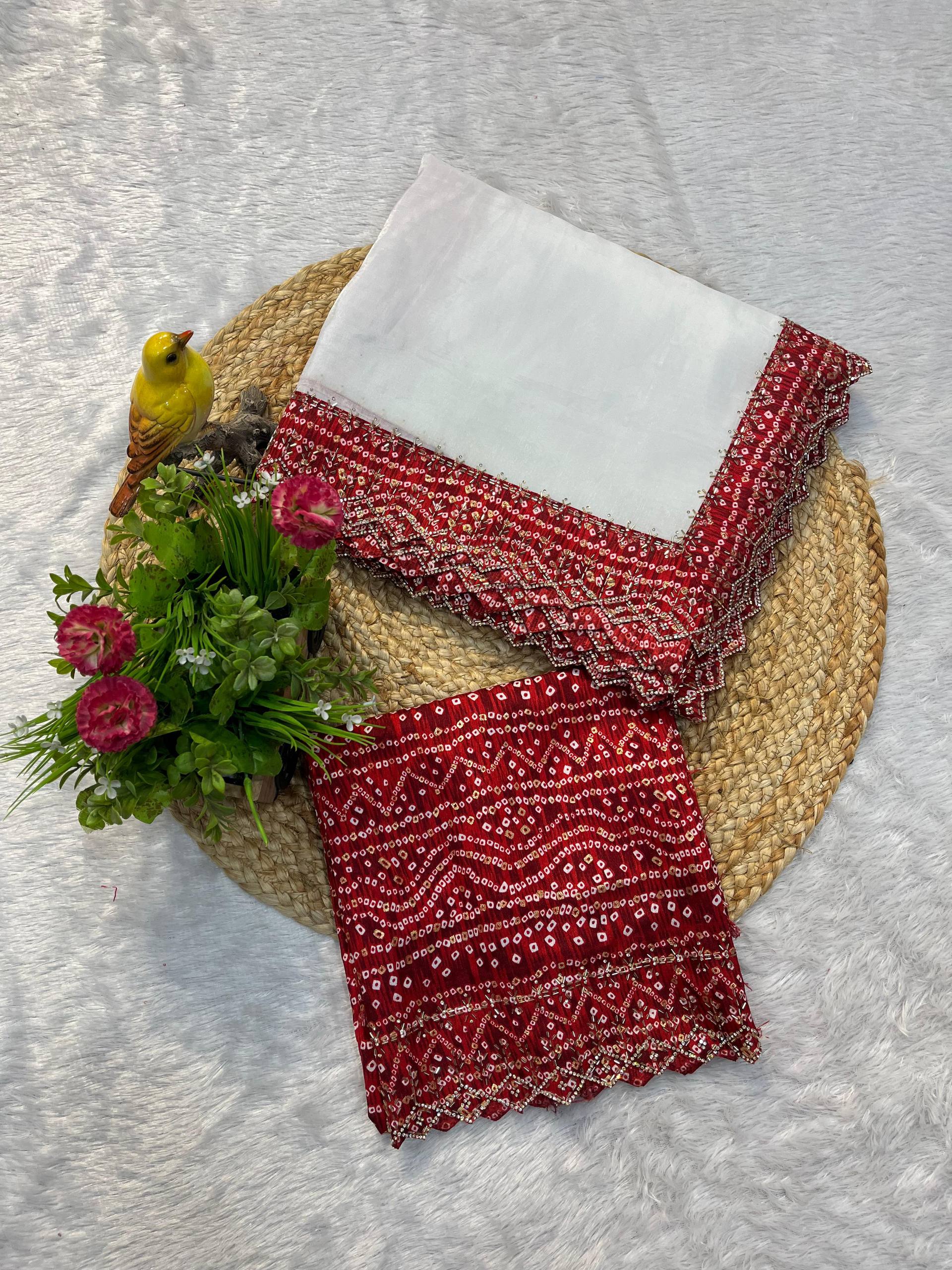 Navratri Saree with Beads & Stone Handwork – Stylish & Comfortable Khatuvastra saree