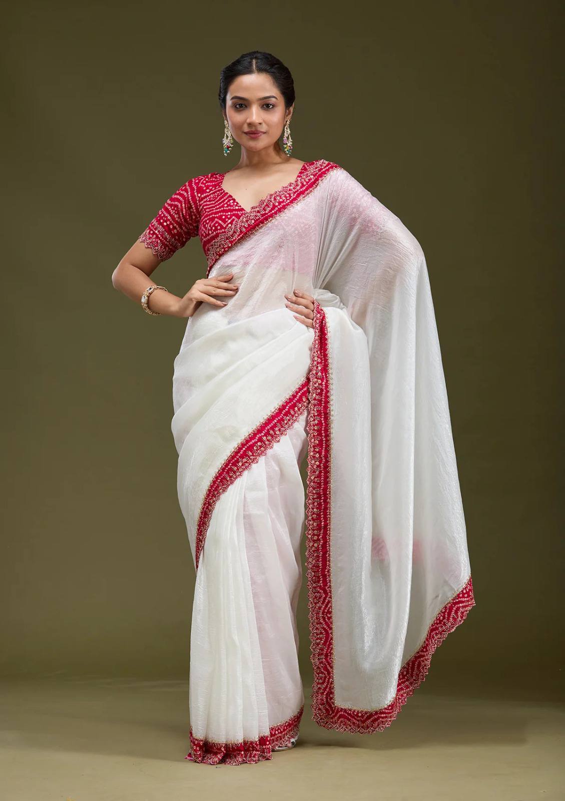 Navratri Saree with Beads & Stone Handwork – Stylish & Comfortable Khatuvastra saree