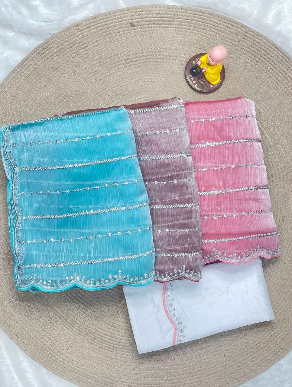 Premium Chiffon Silk Saree with Sequins & Designer Cutwork Border