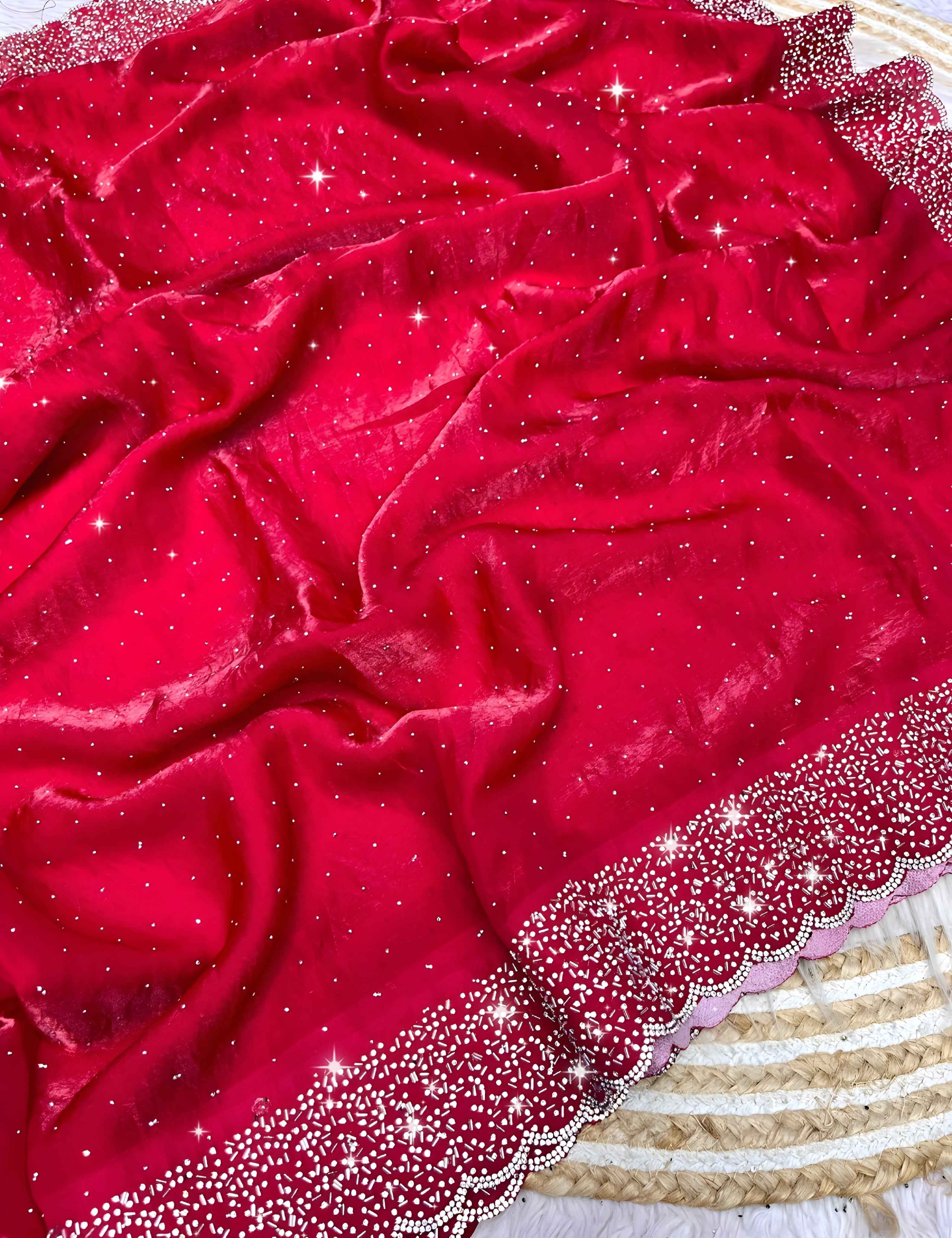 Pure Fandy Satin Silk Saree With Real Jarkhan Work and All Over Sirosaki Work๐โฅ๏ธ