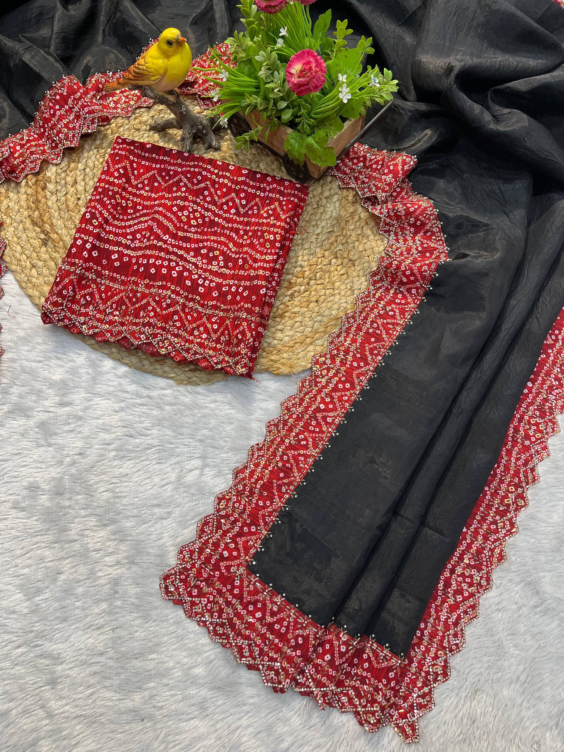 Navratri Saree with Beads & Stone Handwork – Stylish & Comfortable Khatuvastra saree