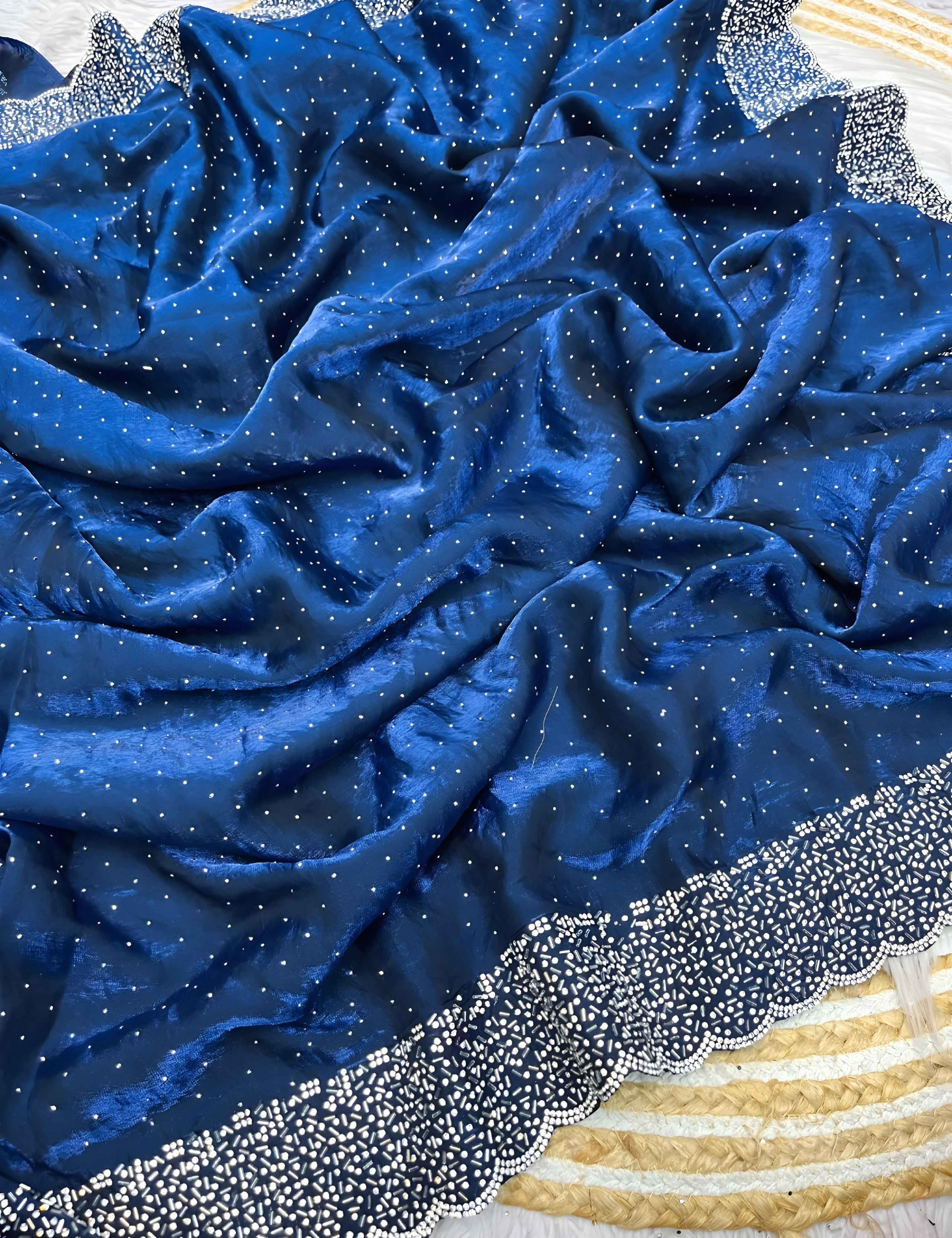Pure Fandy Satin Silk Saree With Real Jarkhan Work and All Over Sirosaki Work🎁♥️