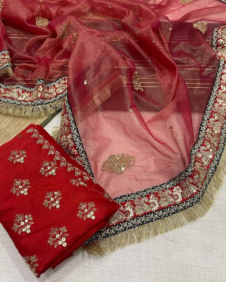 "Royal Banarasi Crush Saree with Heavy Sequin & Zari Embroidery with Handcrafted Border"