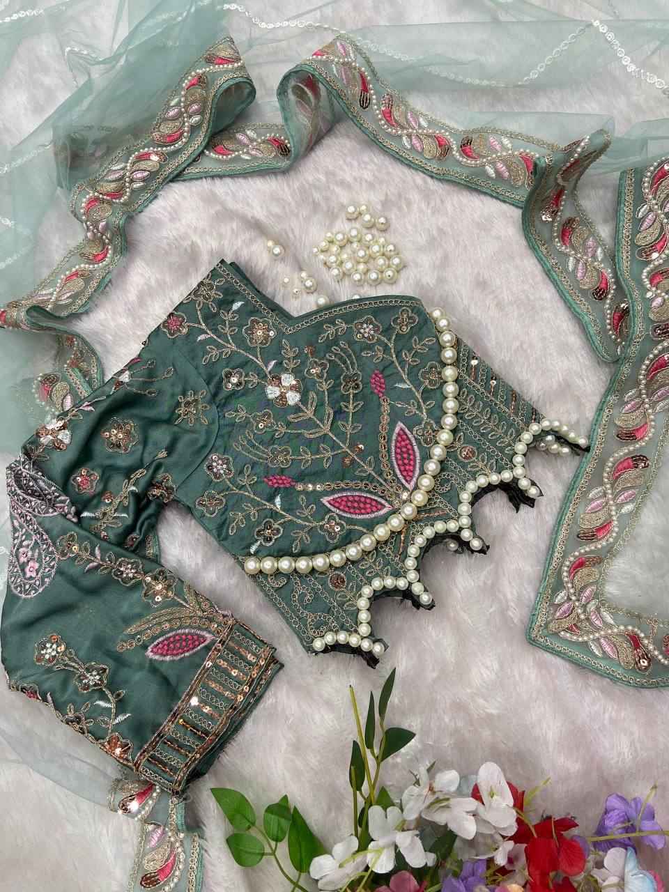 "Royal Net Embroidery Premium Designer Saree with Hand Diamond Work -2500 Diamond Lace Border"