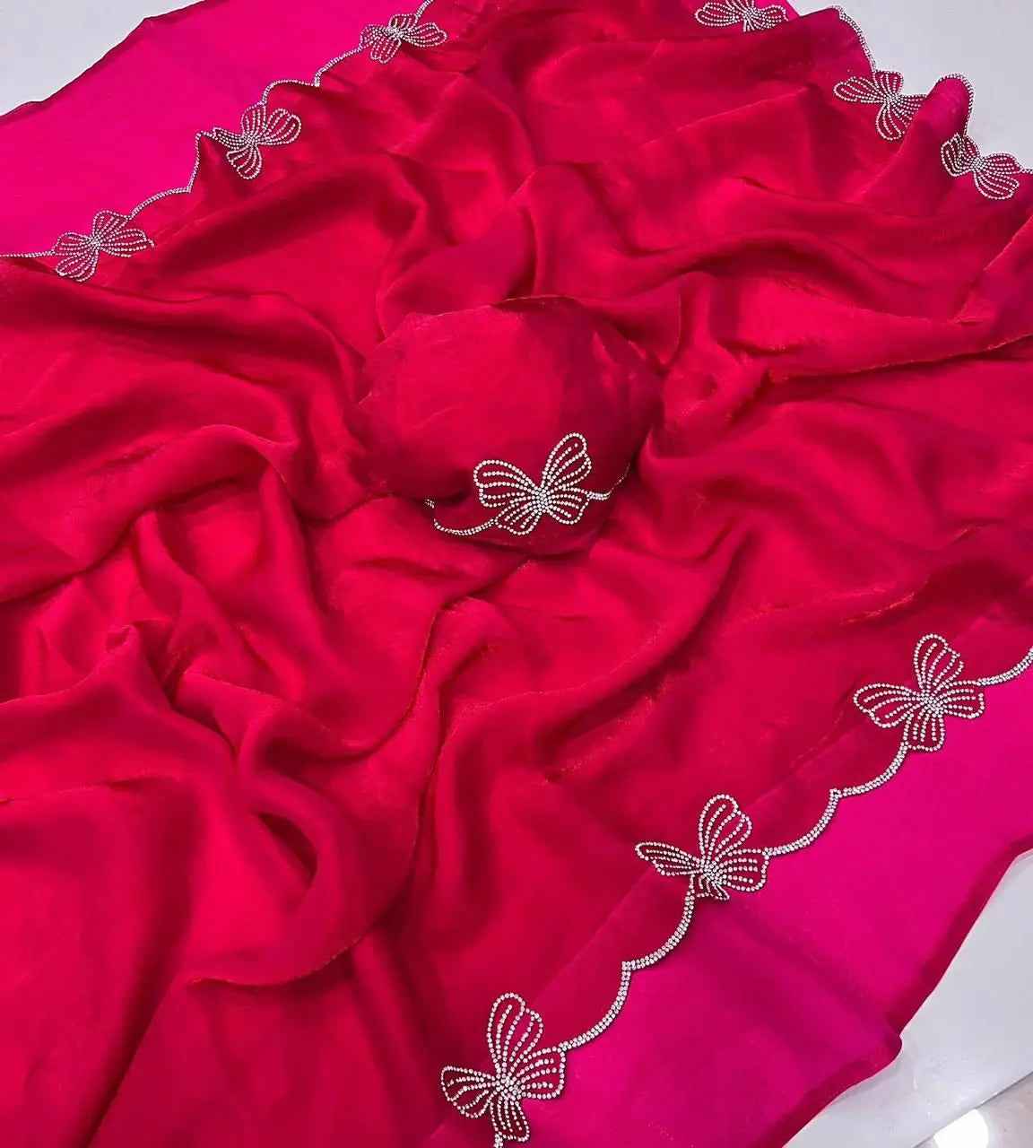 Party Wear Purple Space Silk 🦋Butterfly Diamond Designer Saree 💖✨🦋