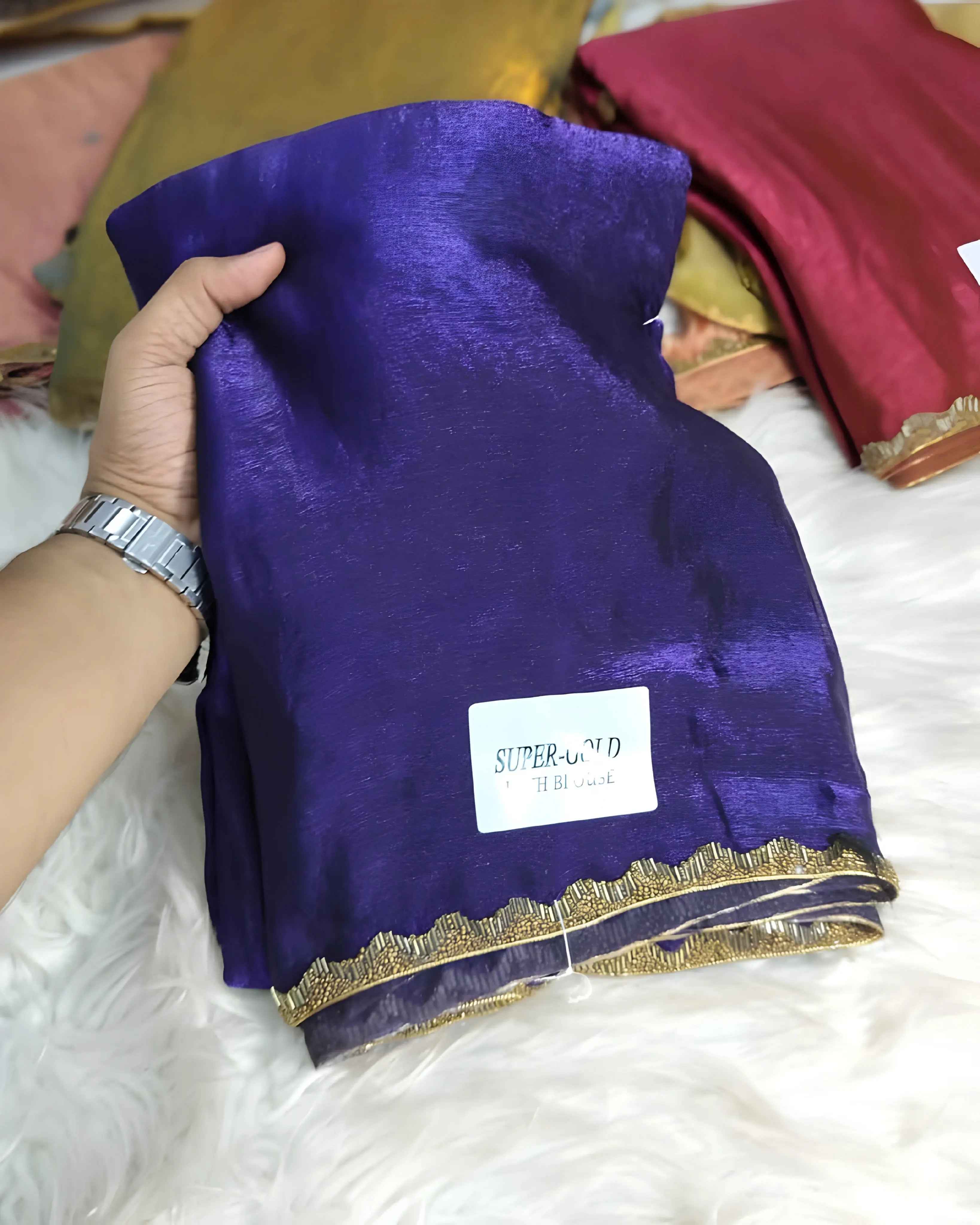 New Bollywood✨ Party Fancy Original Fandy Chiffon Silk Embelished Lace Work Saree With Blouse | Saree For Womens🎁✨