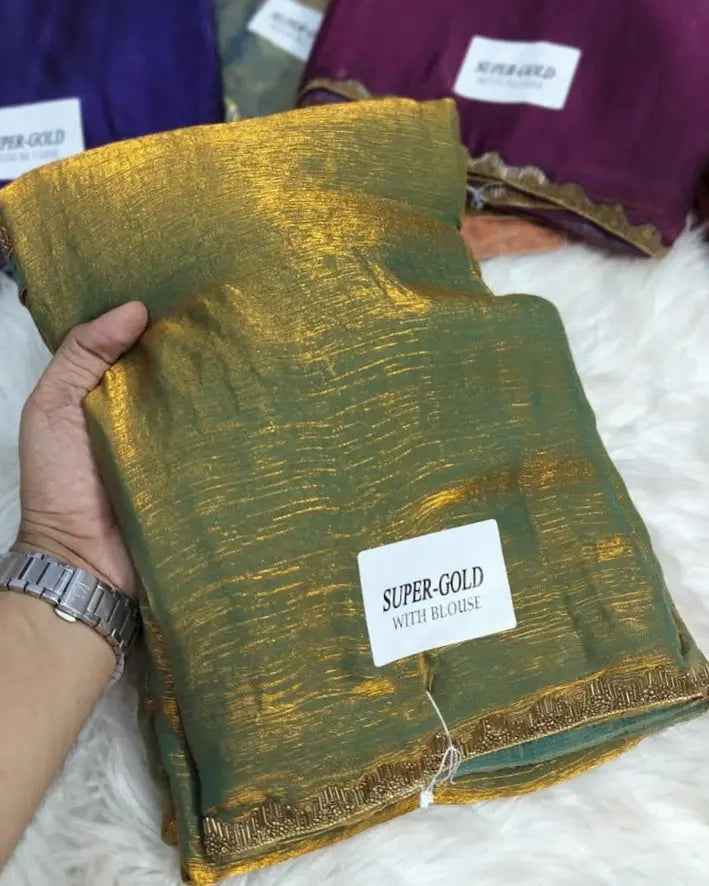 New Bollywood✨ Party Fancy Original Fandy Chiffon Silk Embelished Lace Work Saree With Blouse | Saree For Womens🎁✨