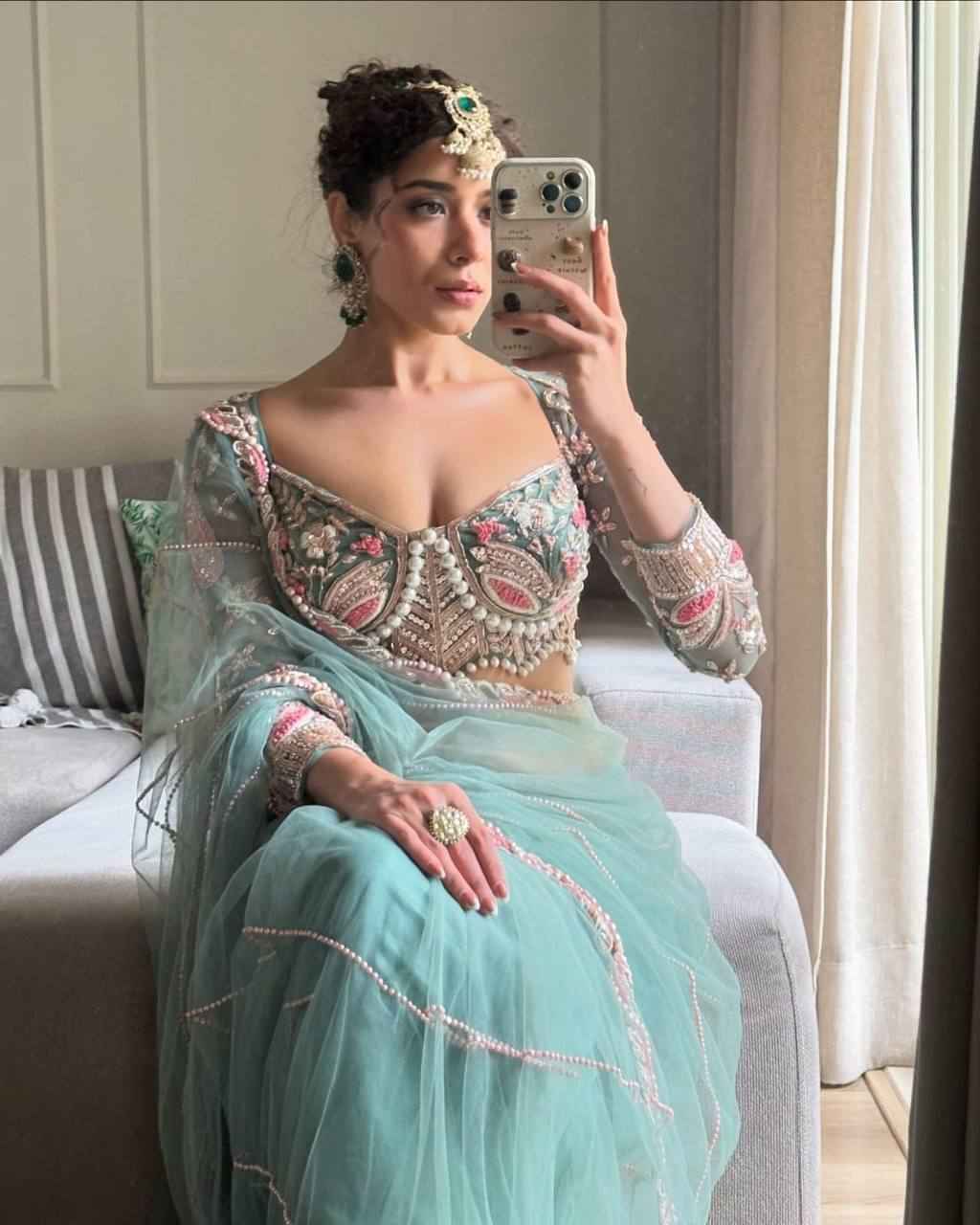 "Royal Net Embroidery Premium Designer Saree with Hand Diamond Work -2500 Diamond Lace Border"