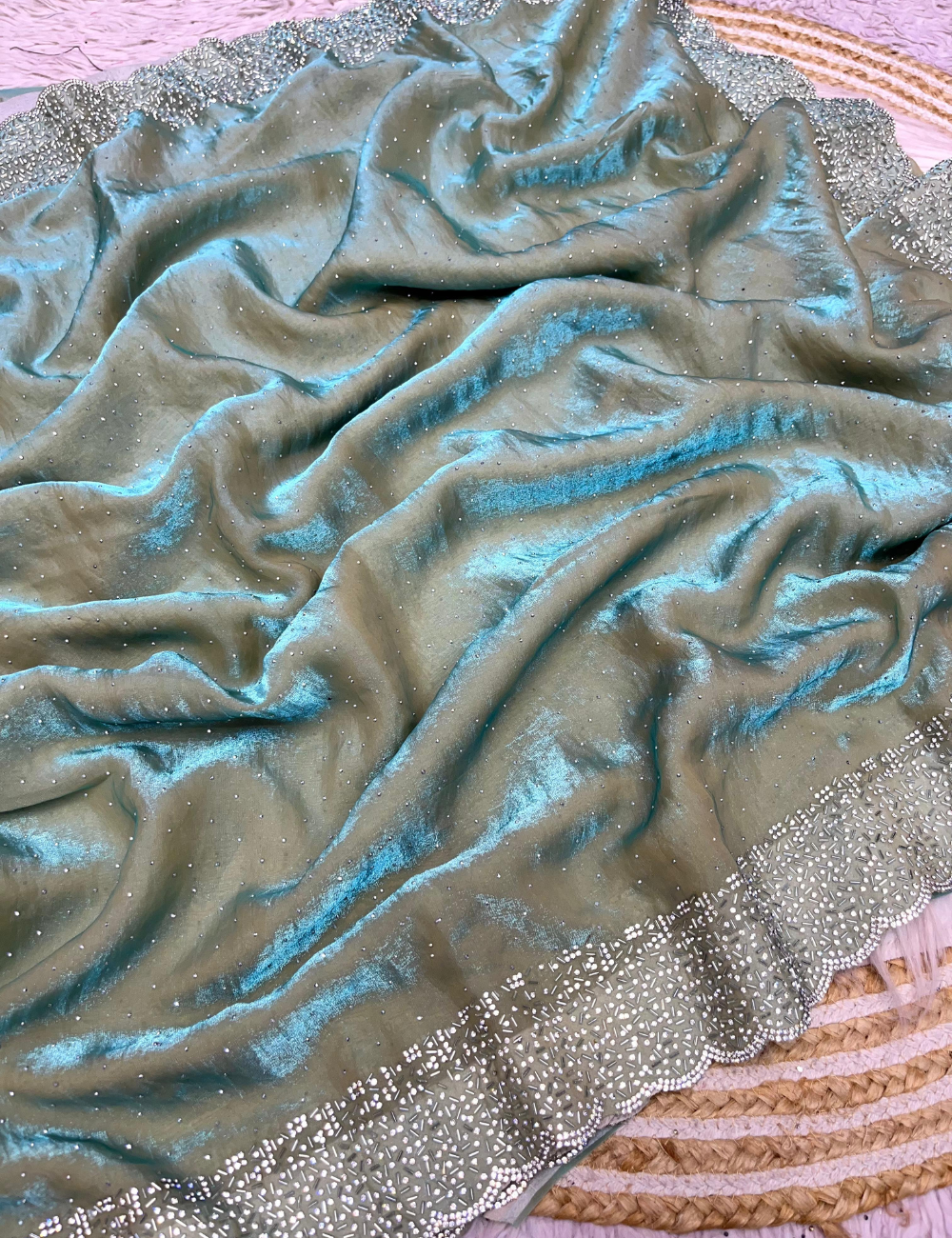 Pure Fandy Satin Silk Saree With Real Jarkhan Work and All Over Sirosaki Work🎁♥️