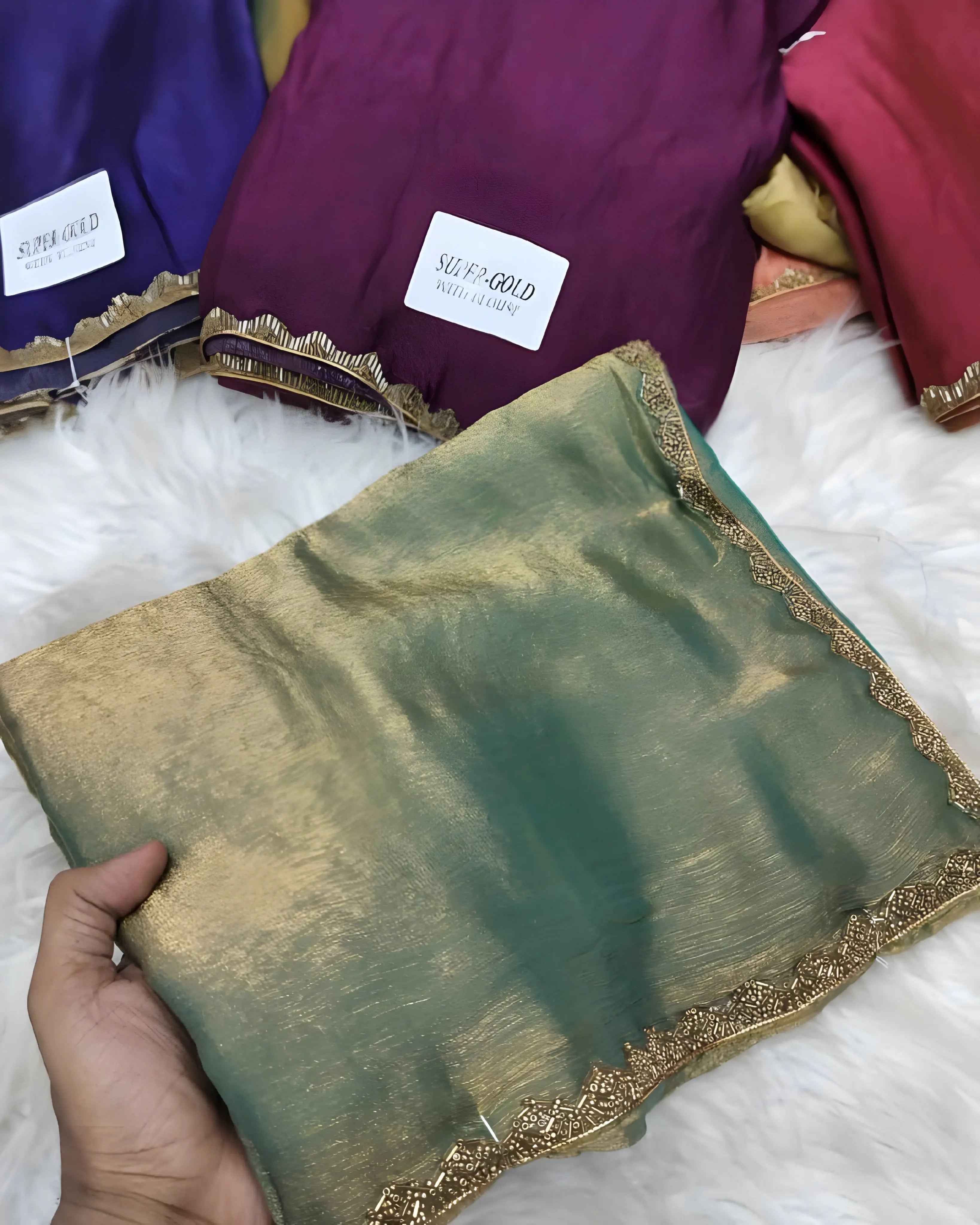 New Bollywood✨ Party Fancy Original Fandy Chiffon Silk Embelished Lace Work Saree With Blouse | Saree For Womens🎁✨