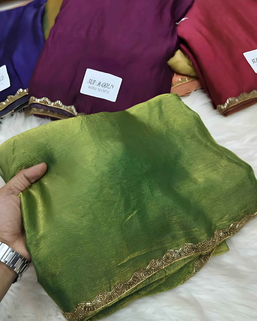 New Bollywood✨ Party Fancy Original Fandy Chiffon Silk Embelished Lace Work Saree With Blouse | Saree For Womens🎁✨