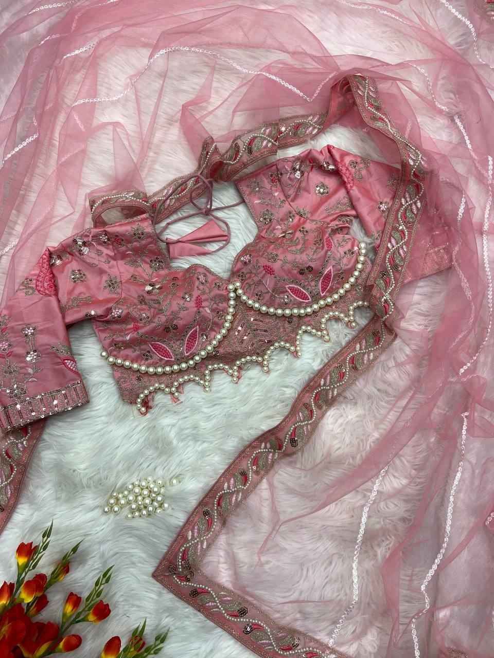 "Royal Net Embroidery Premium Designer Saree with Hand Diamond Work -2500 Diamond Lace Border"