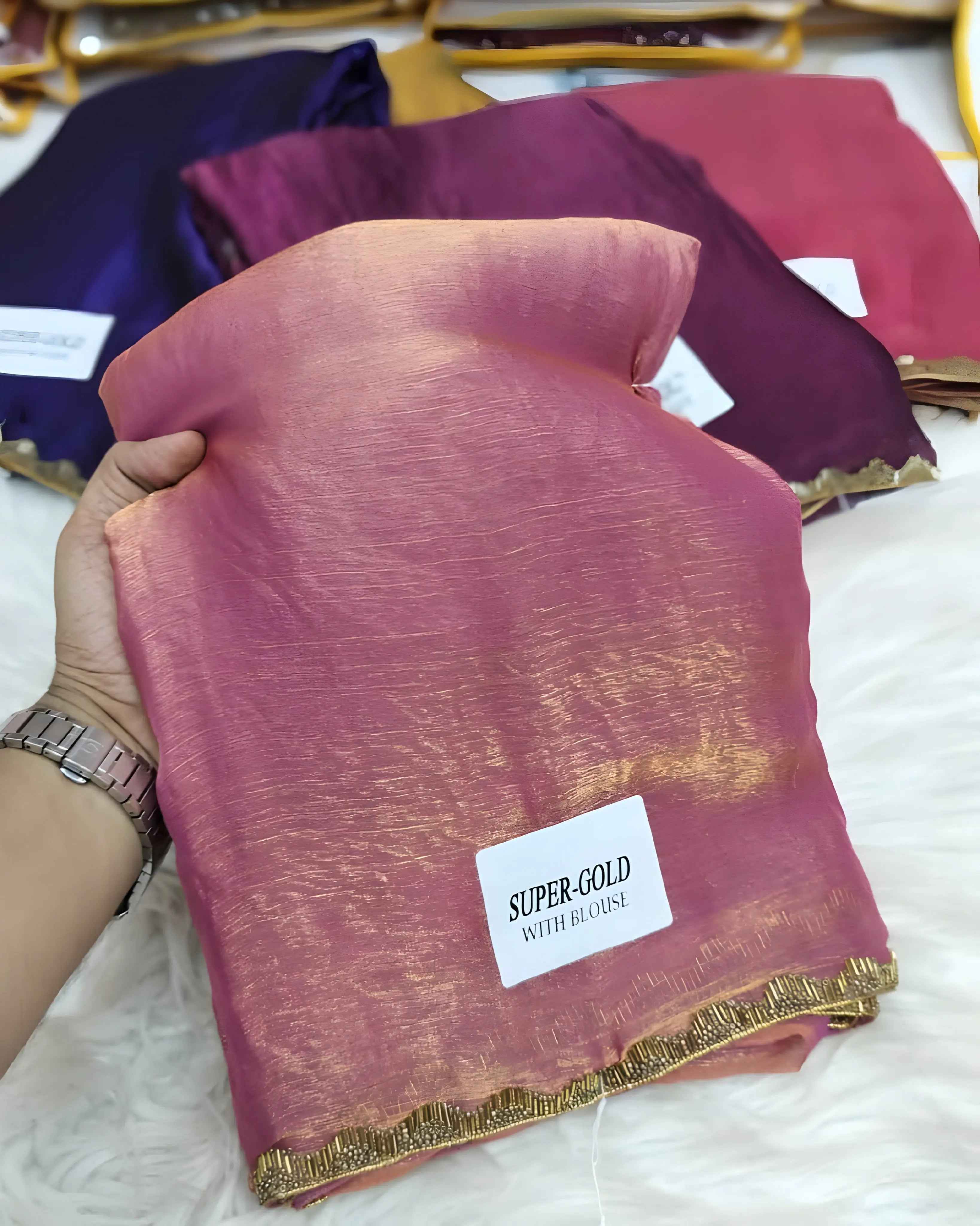 New Bollywood✨ Party Fancy Original Fandy Chiffon Silk Embelished Lace Work Saree With Blouse | Saree For Womens🎁✨