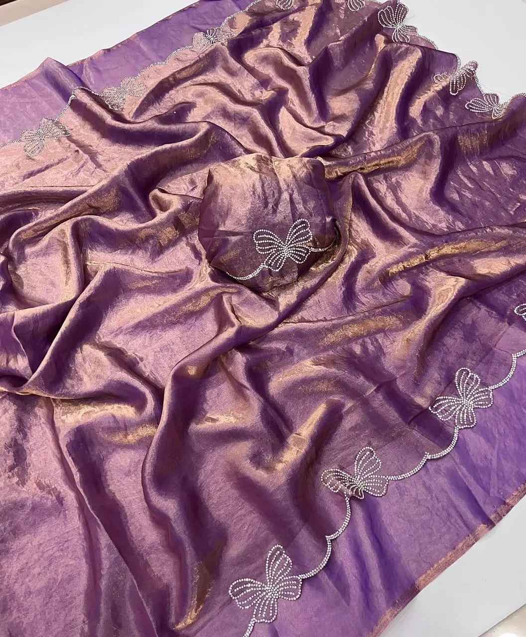 Party Wear Purple Space Silk 🦋Butterfly Diamond Designer Saree 💖✨🦋