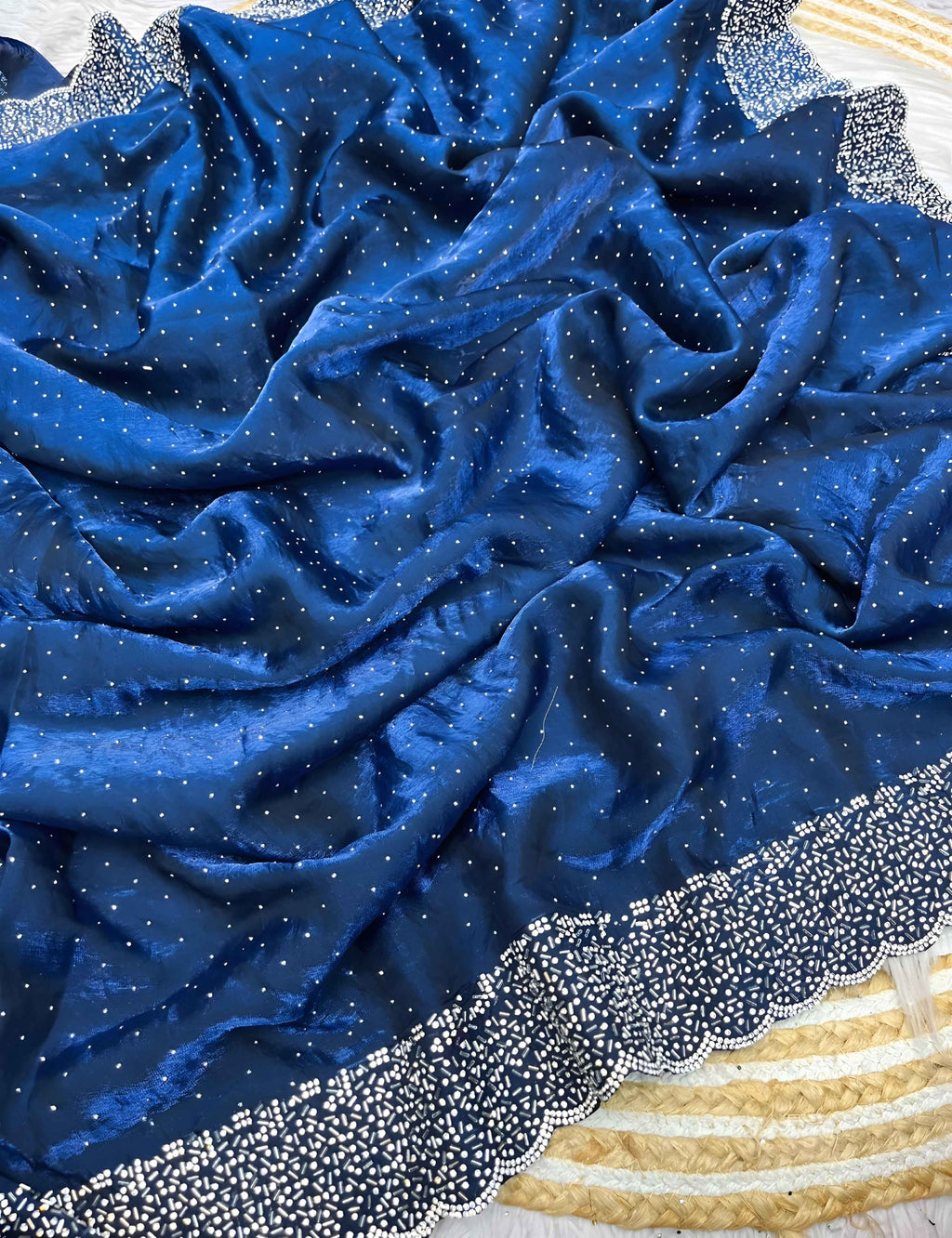 Pure Fandy Satin Silk Saree With Real Jarkhan Work and All Over Sirosaki Work🎁♥️