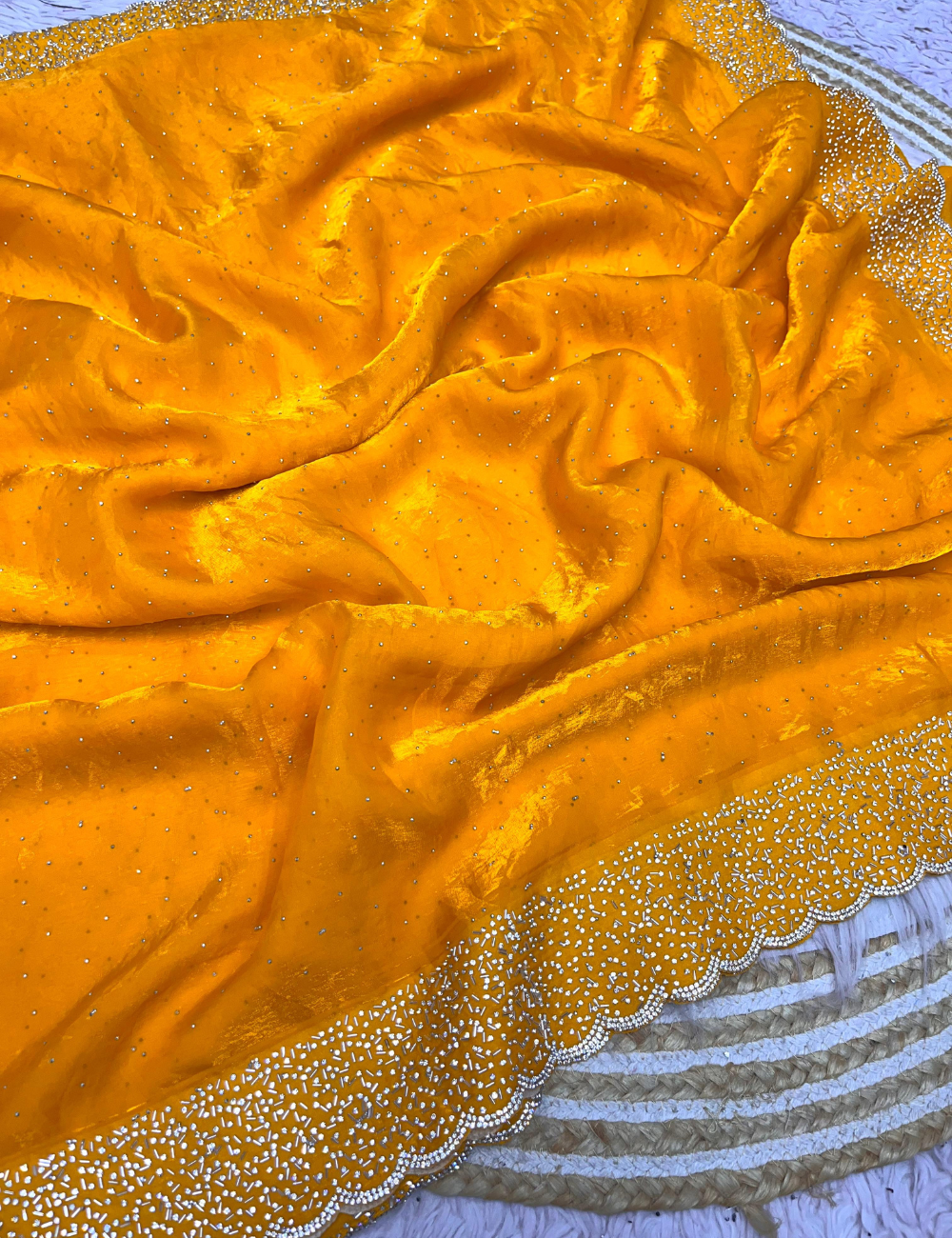 Pure Fandy Satin Silk Saree With Real Jarkhan Work and All Over Sirosaki Work🎁♥️